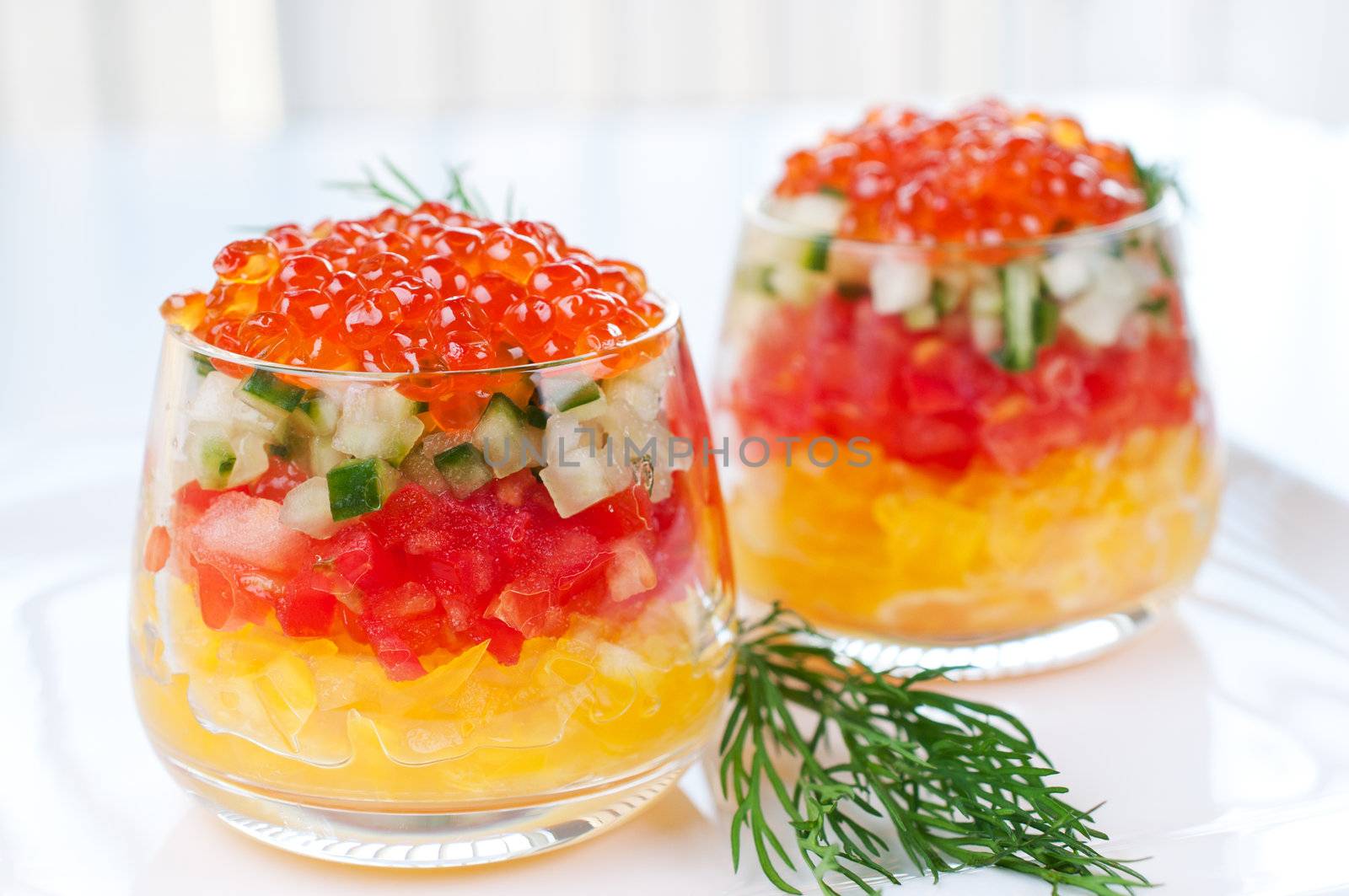 Caviar with salad decorated sprig of dill  by Nanisimova