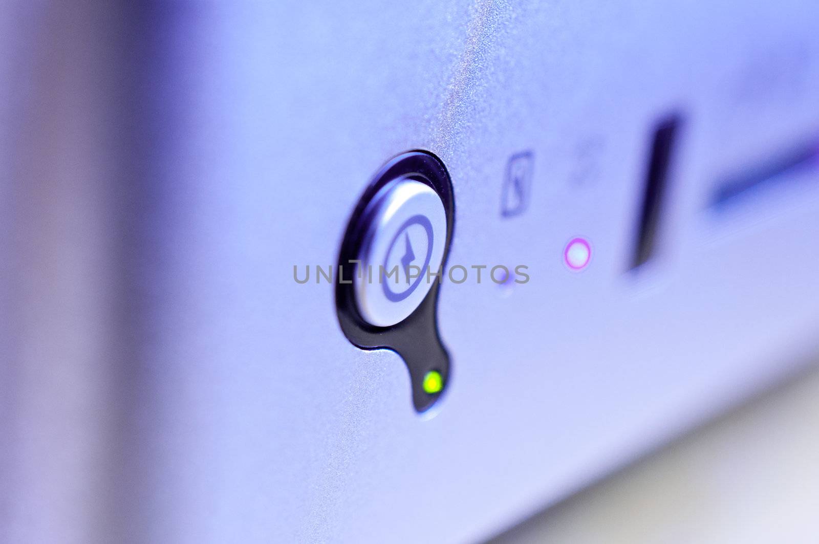 Close up power button on electronic device
