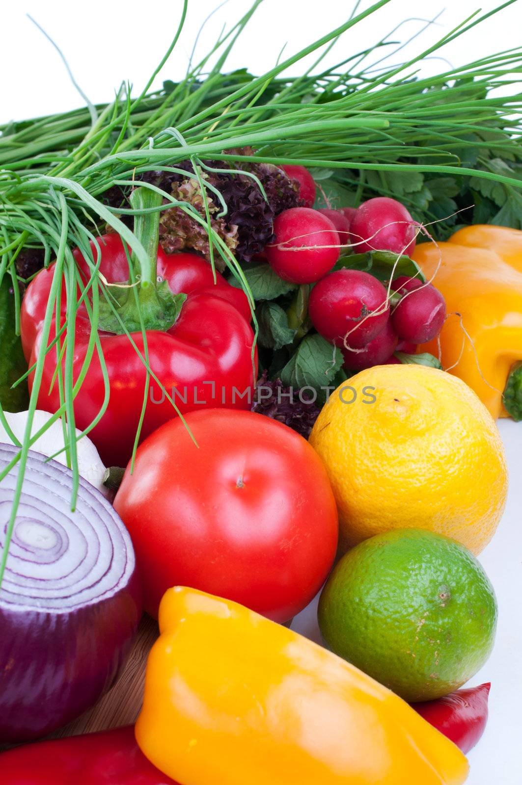 Vegetables composition vertical colorful