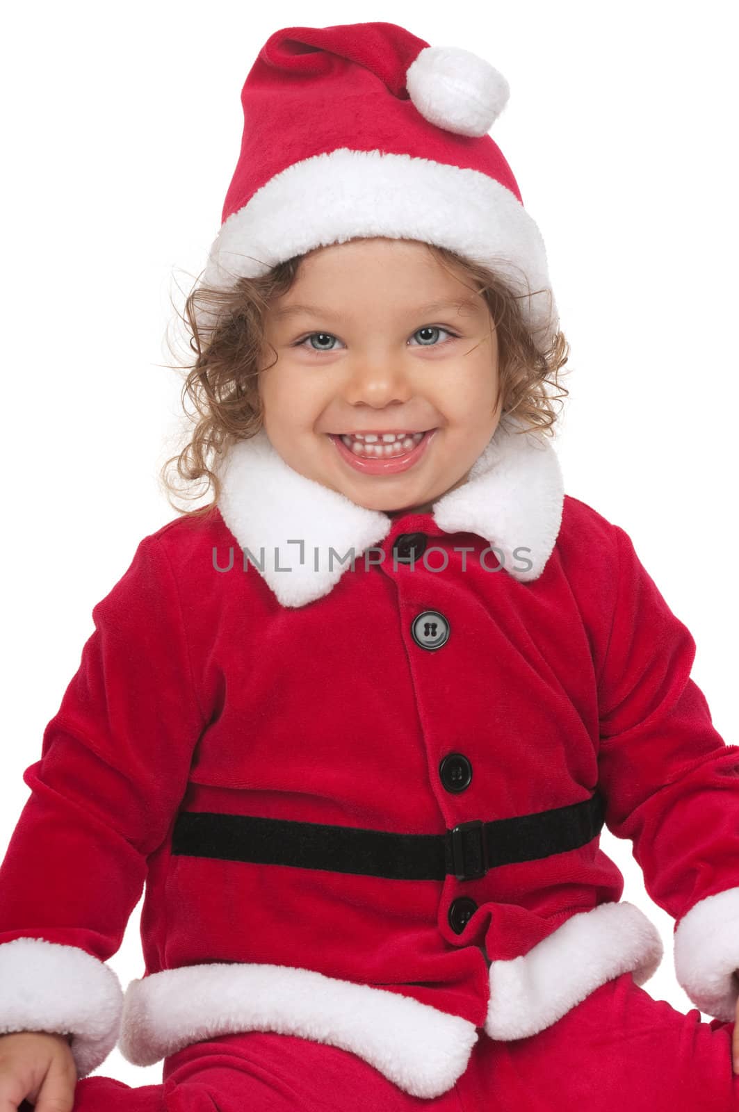 Cute child with Santa Claus outfit