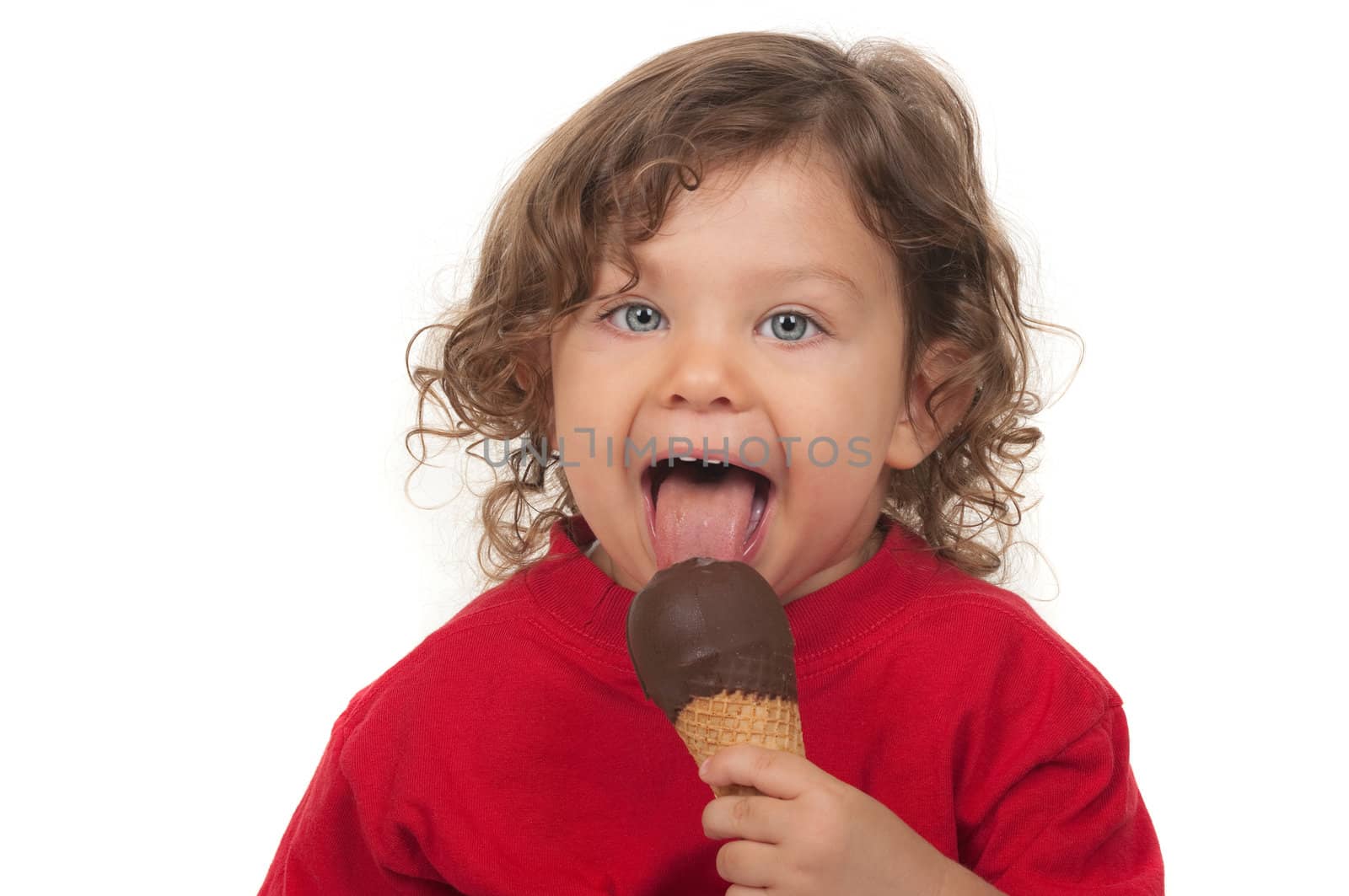 A little child eating ice cream 