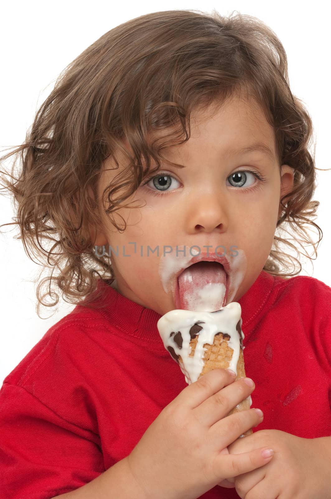 A little child eating ice cream 