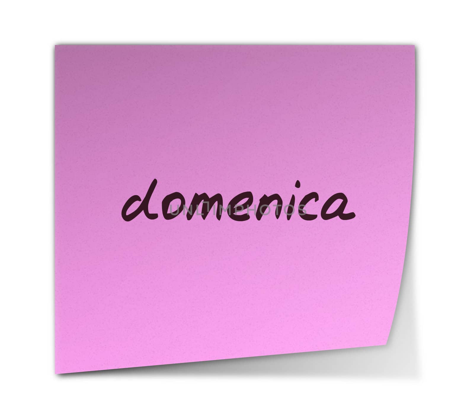 Color Paper Note With Sunday Text in Italian (jpeg file has clipping path)