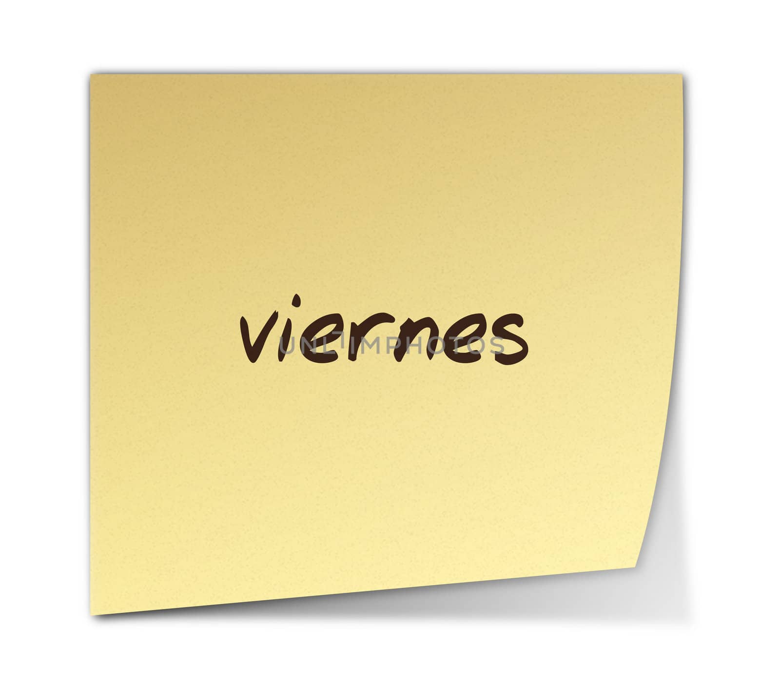 Color Paper Note With Friday Text in Spanish (jpeg file has clipping path)