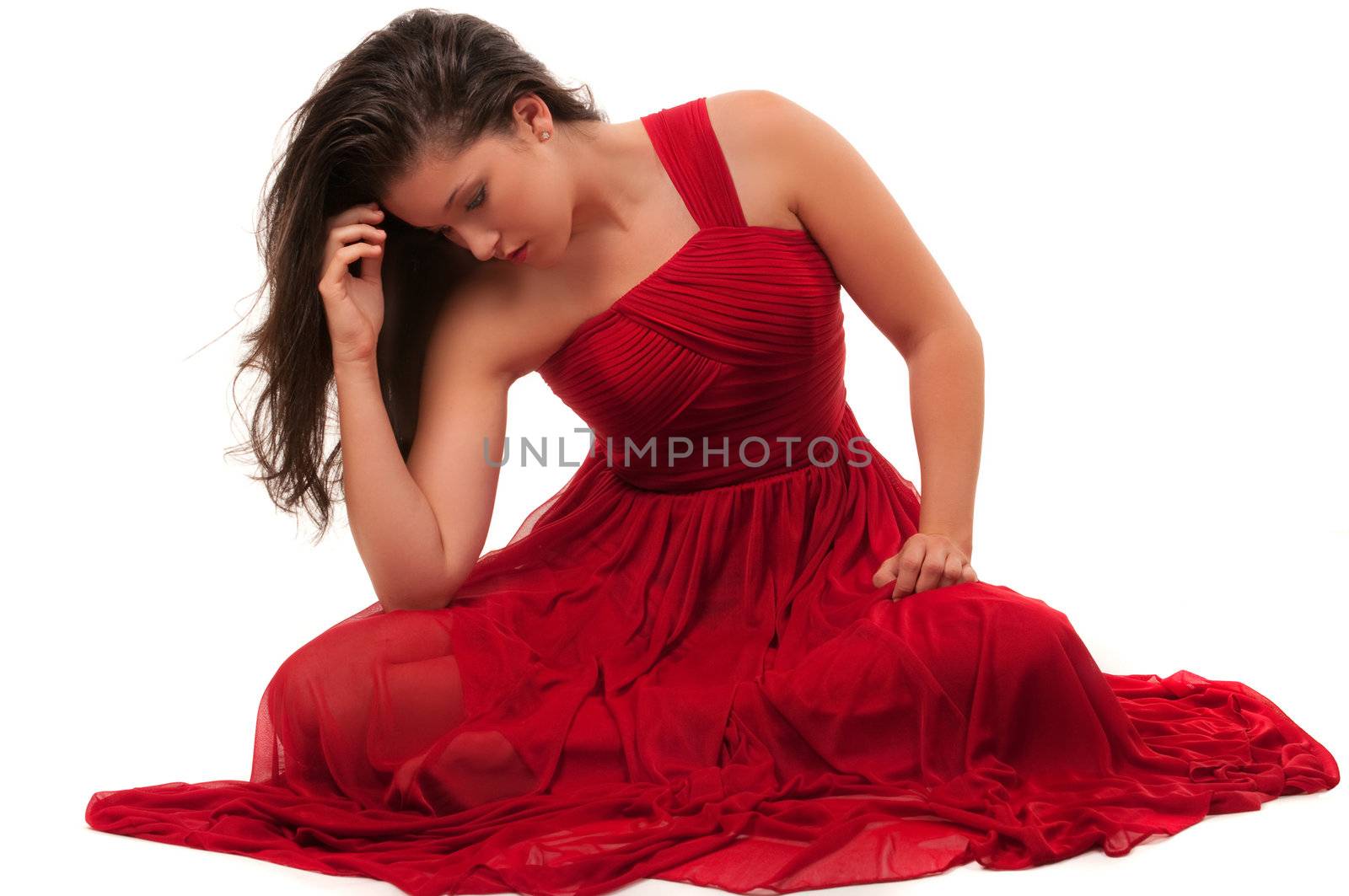 Fashion model with red dress
