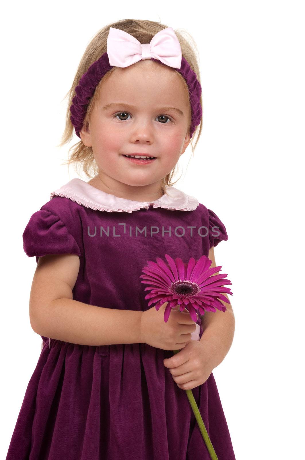 Girl giving flowers for mothers day or birthday