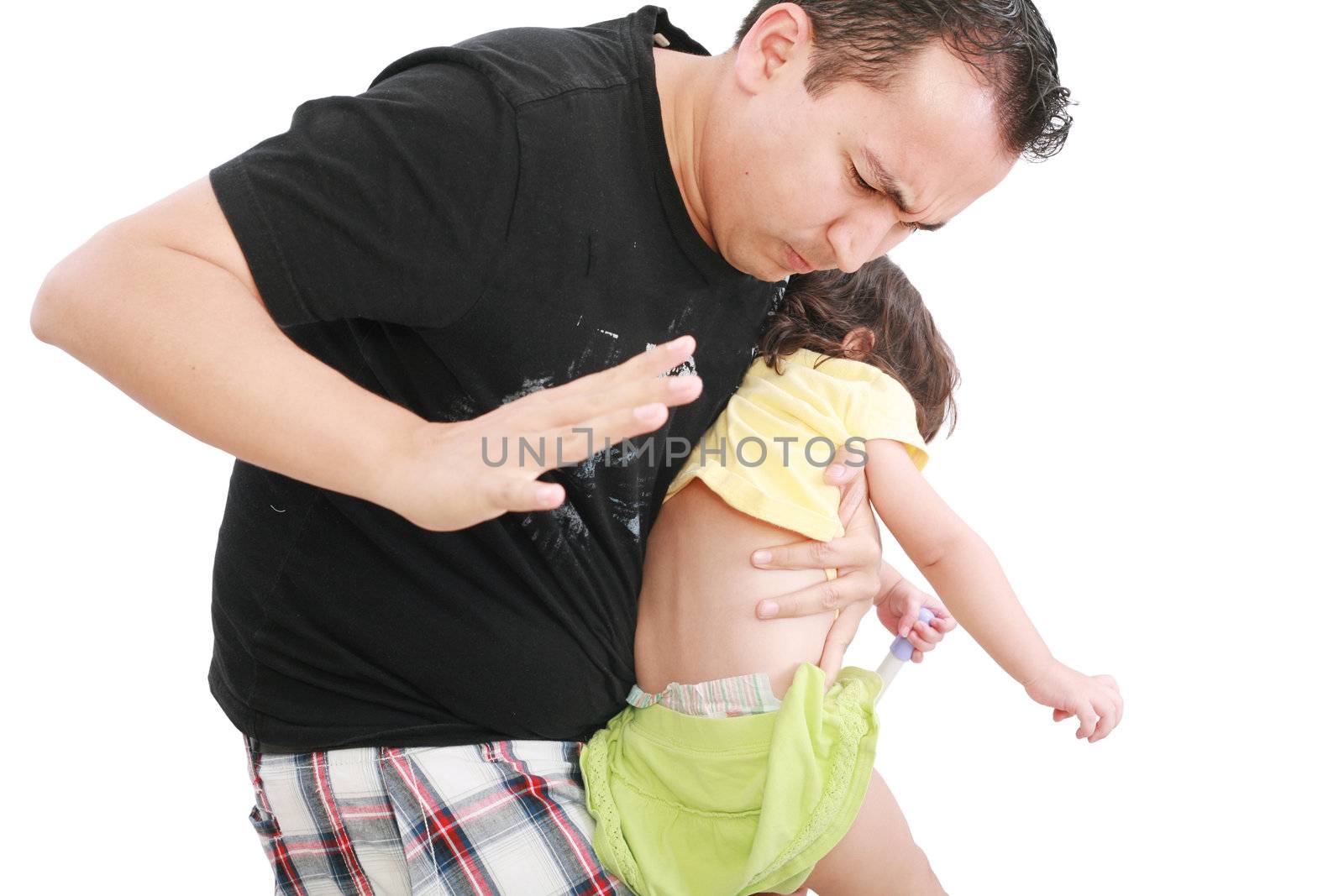 Angry father hitting her little baby daughter by dacasdo