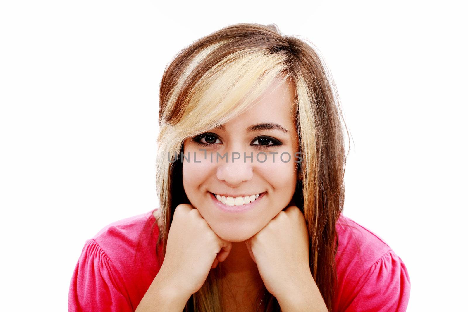 Beautiful young woman smiling. Isolated over white background by dacasdo