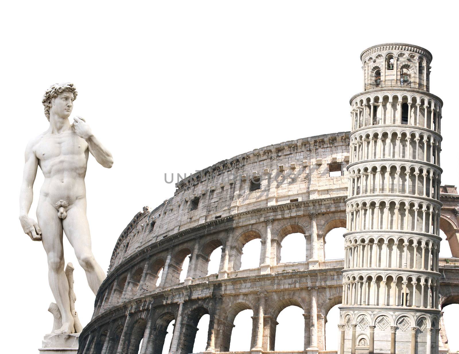 Leaning Tower of Pisa, Colosseum and Michelangelo's David by frenta