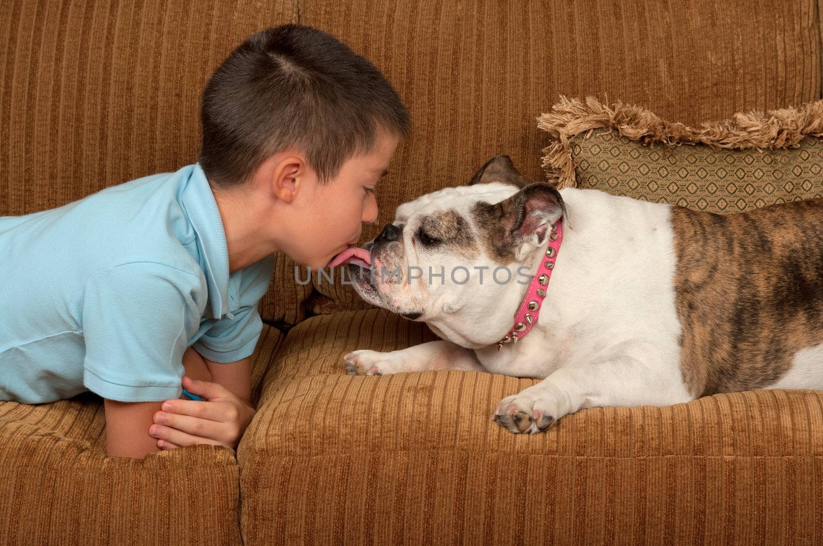 Boy with his pet dog