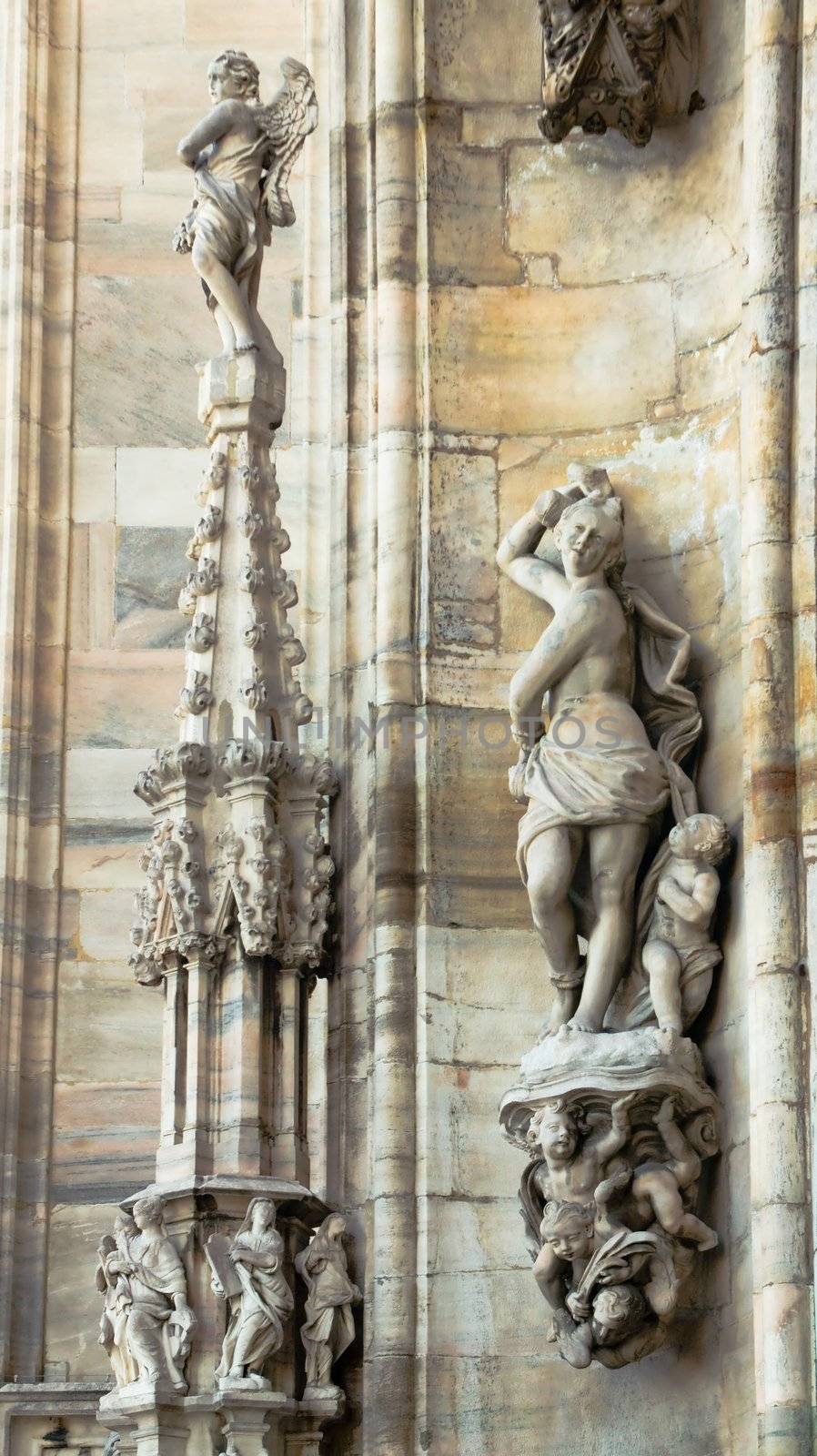 Fragment of of the architectural decoration of the Cathedral Duomo in Milan