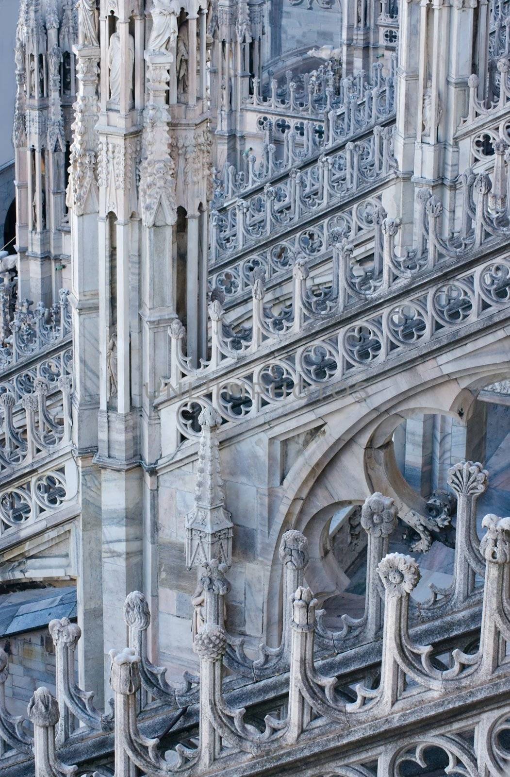 Fragment of of the architectural decoration of the Cathedral Duomo in Milan