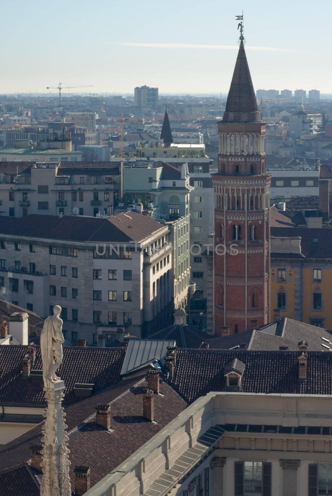 View of Milan from the roof of the Duomo