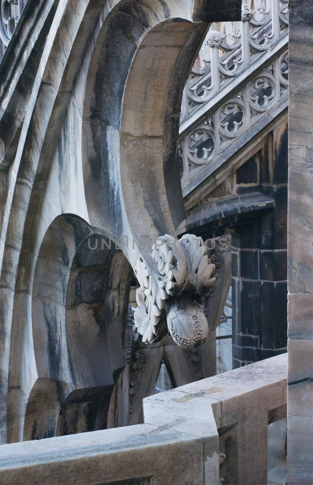 Fragment of of the architectural decoration of the Cathedral Duomo in Milan