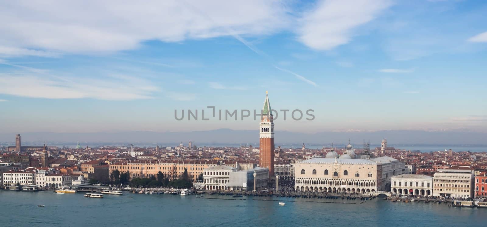View of Venice from the top on a clear day in winter