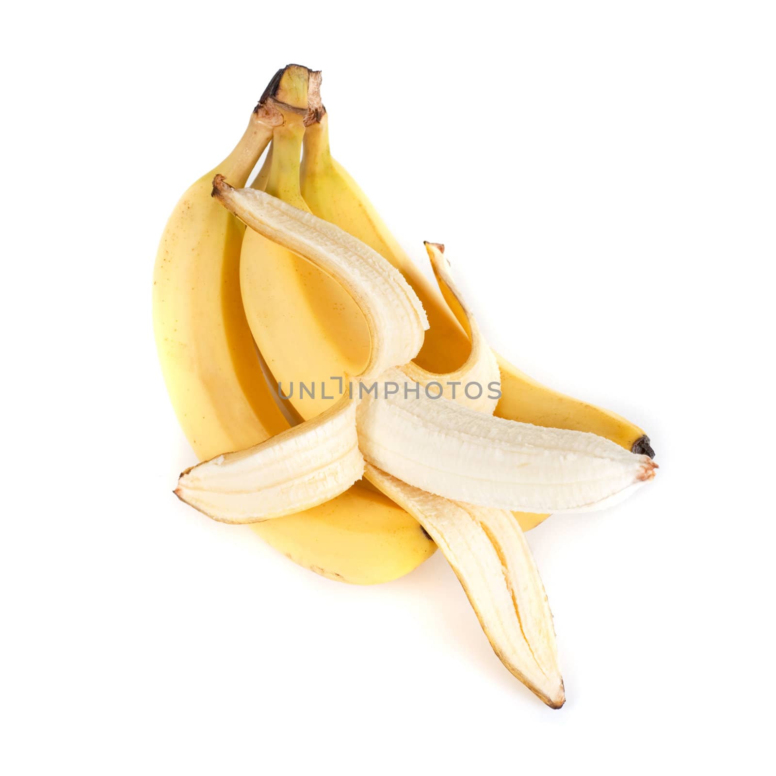 Ripe bananas isolated on a white background