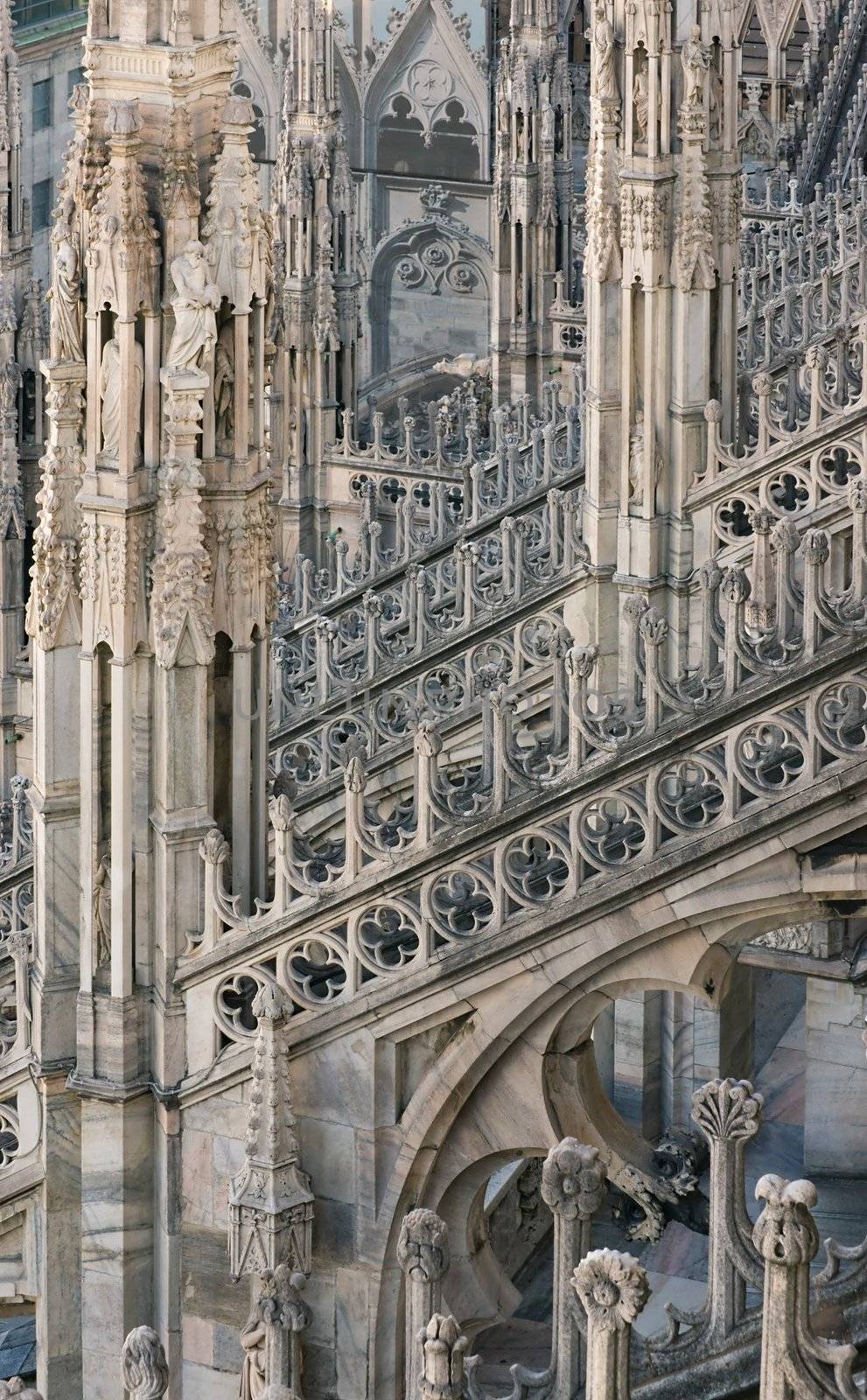 Fragment of of the architectural decoration of the Cathedral Duomo in Milan