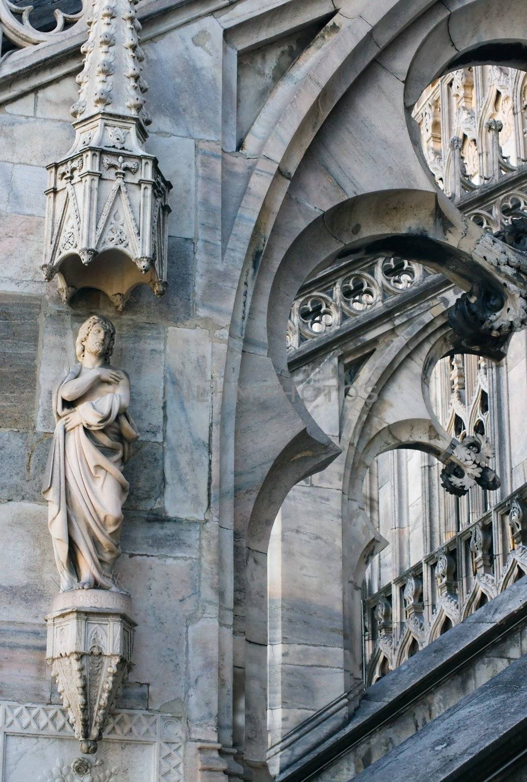 Fragment of of the architectural decoration of the Cathedral Duomo in Milan