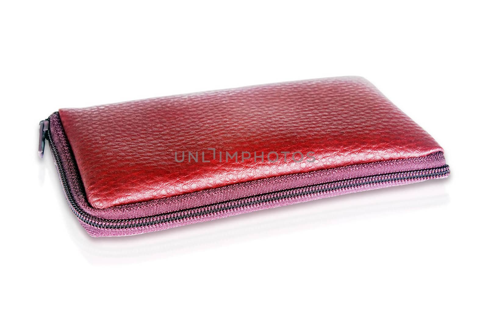 Purse of red skin on a white background isolation