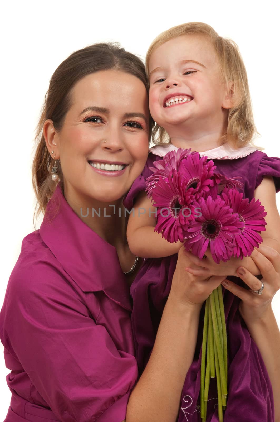 Cute toddler and her mother celebrating mothers day