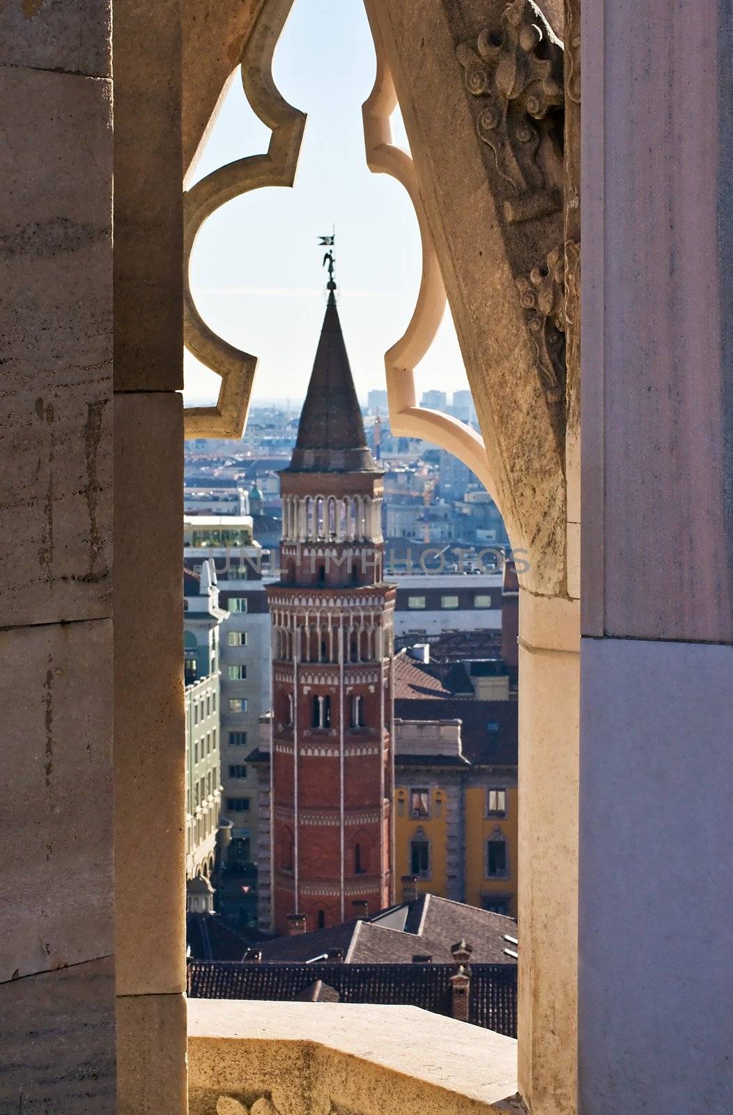 View of Milan from the roof of the Duomo