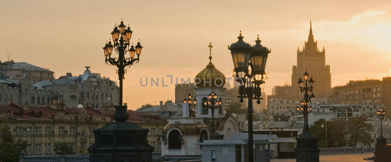 View of Moscow at sunset in autumn