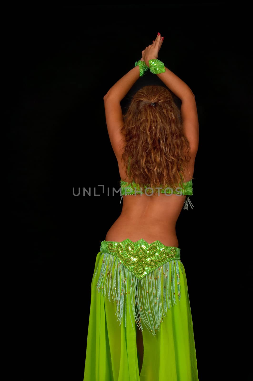 Belly dancer with beautiful green costume