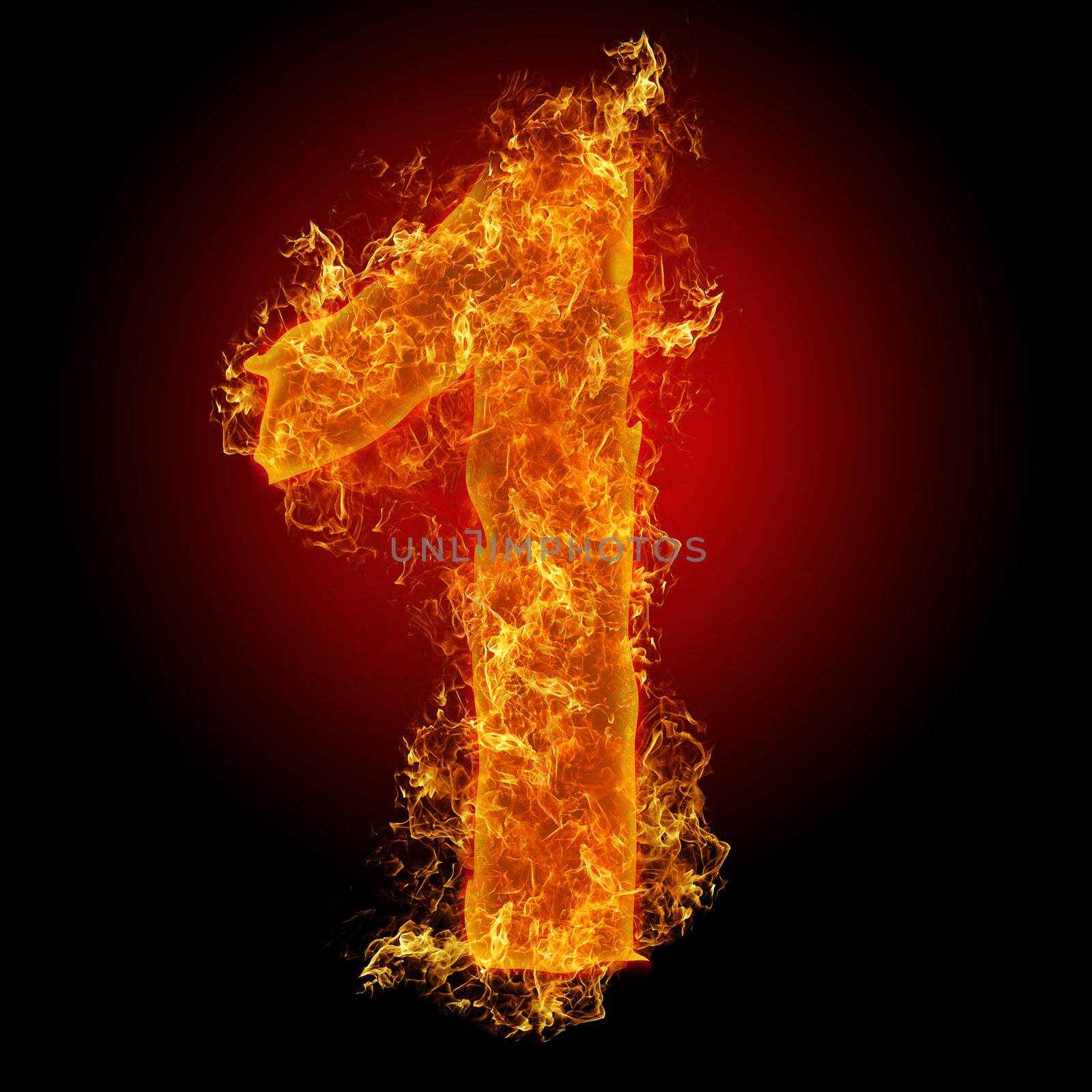 Fire number 1 on a black background