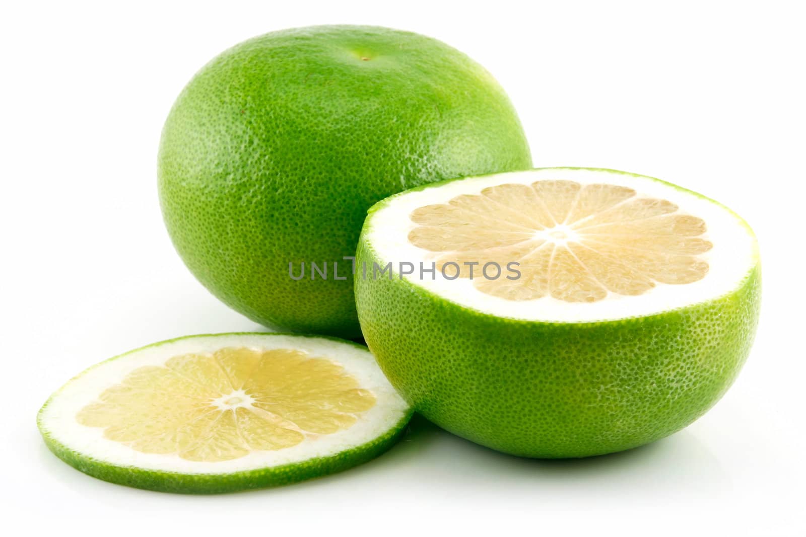 Ripe Sliced Grapefruit Isolated on White by alphacell