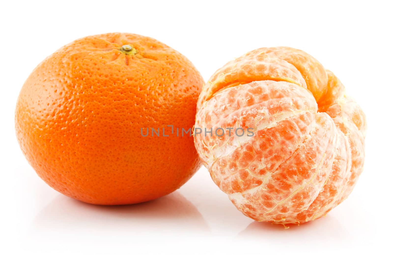 Ripe Sliced Tangerine Fruit Isolated on White Background 