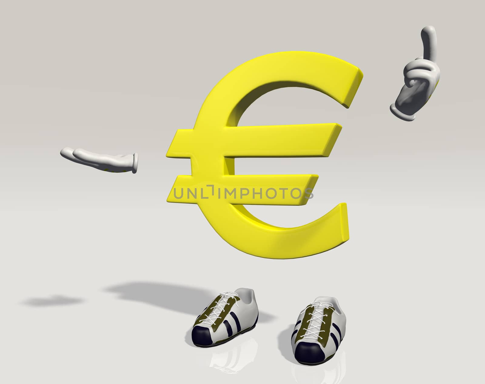 Character symbol euro which explains and emphasizes something that can hold