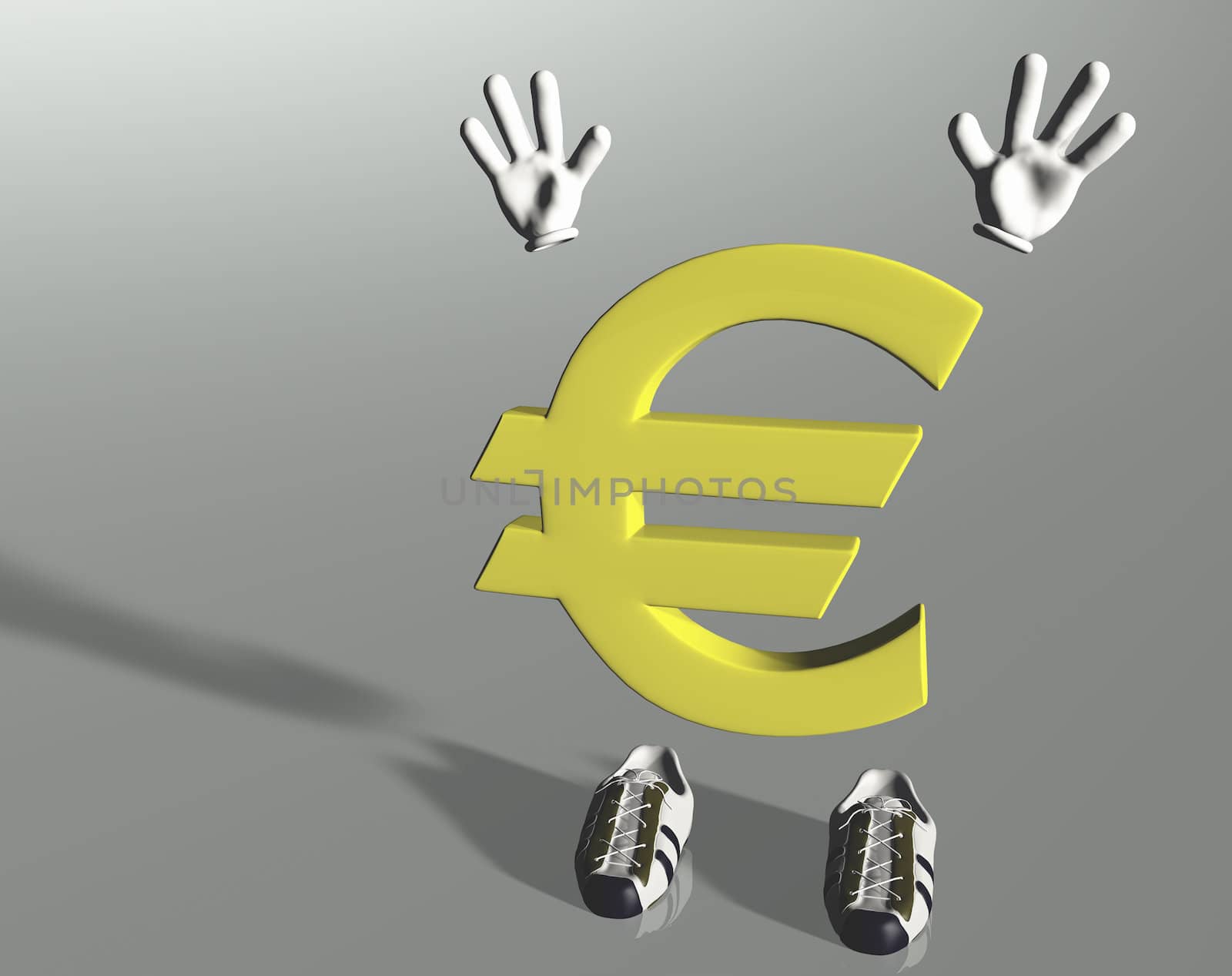 euro symbol character that raises his hands in surrender
