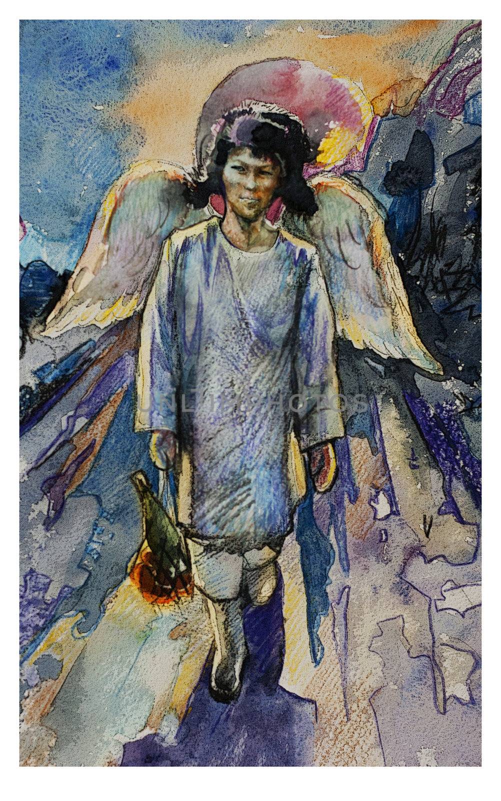 Sybirian angel with a wings