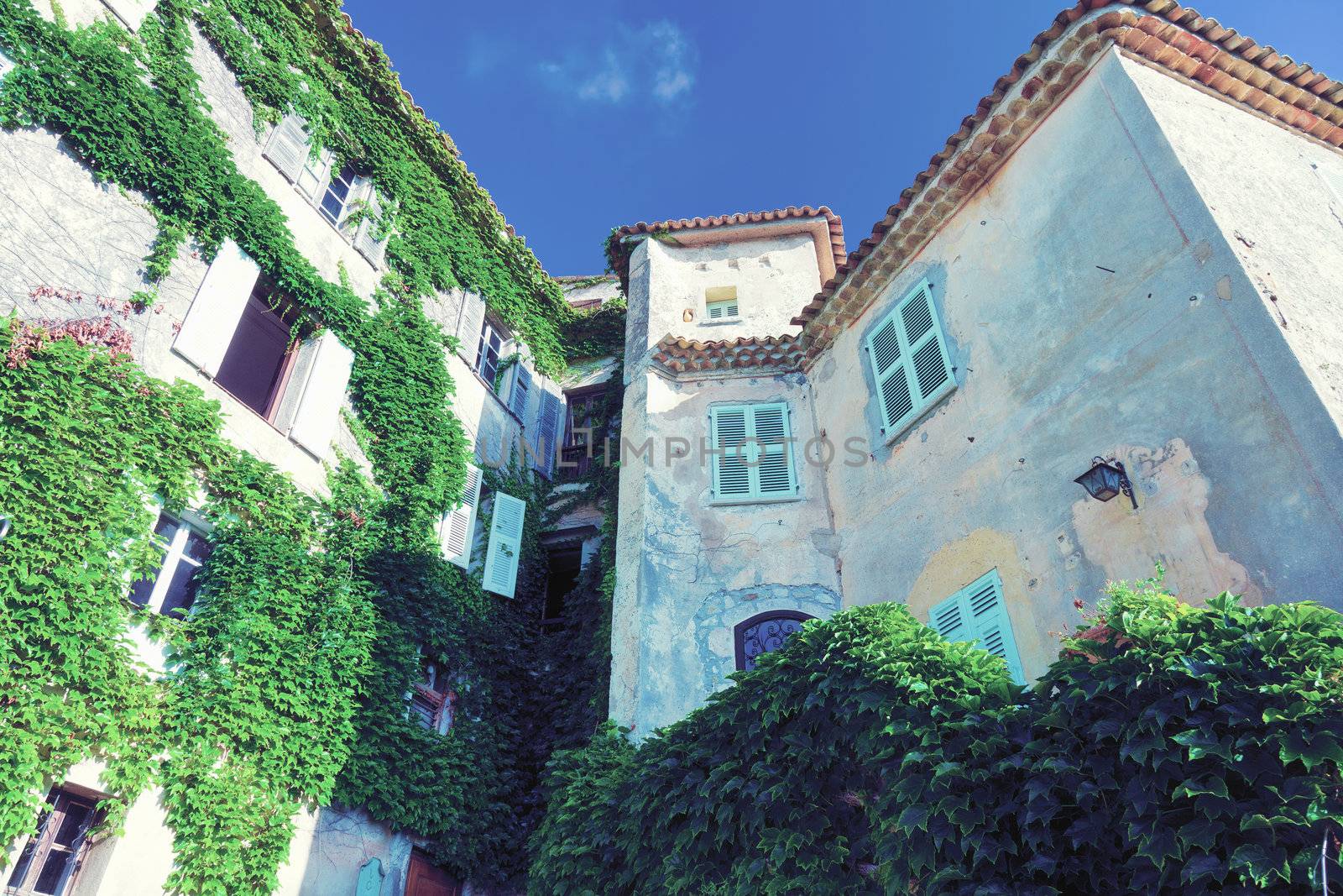 beautiful house facade in Eze village. France 