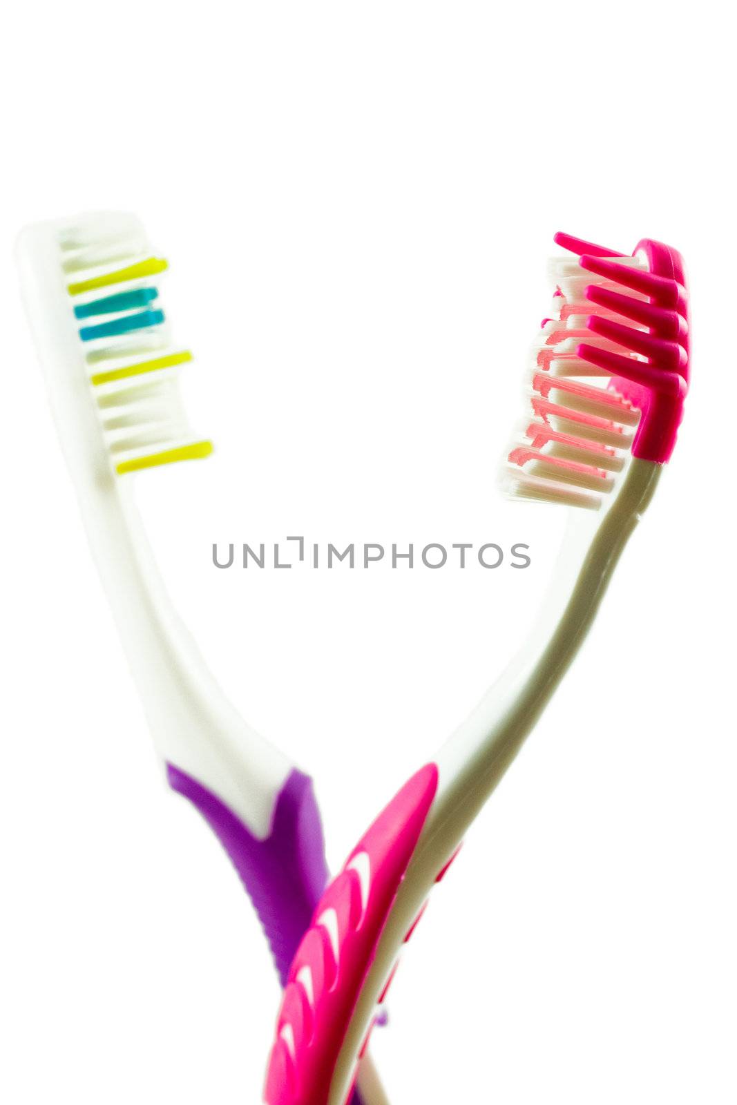 Two tooth-brush isolated on a white background