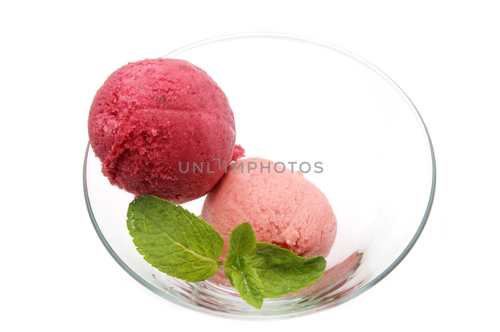 popsicles in a glass beaker on a white background