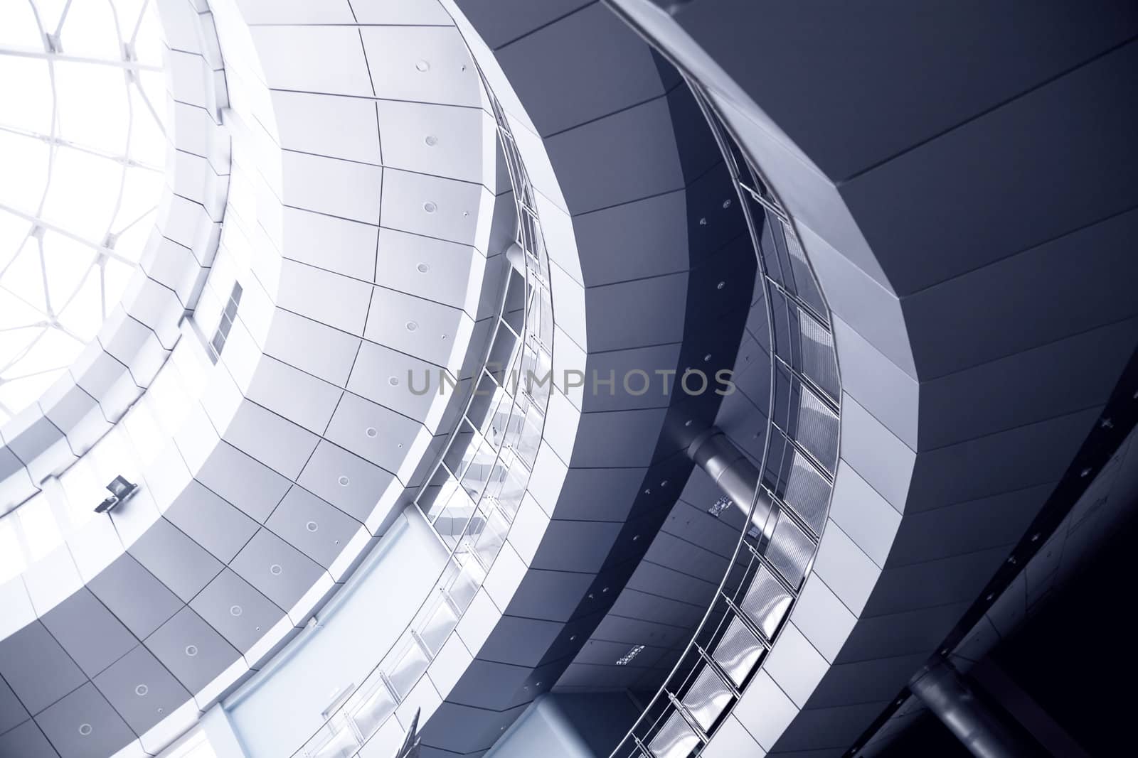 Metal details of an interior of modern office building