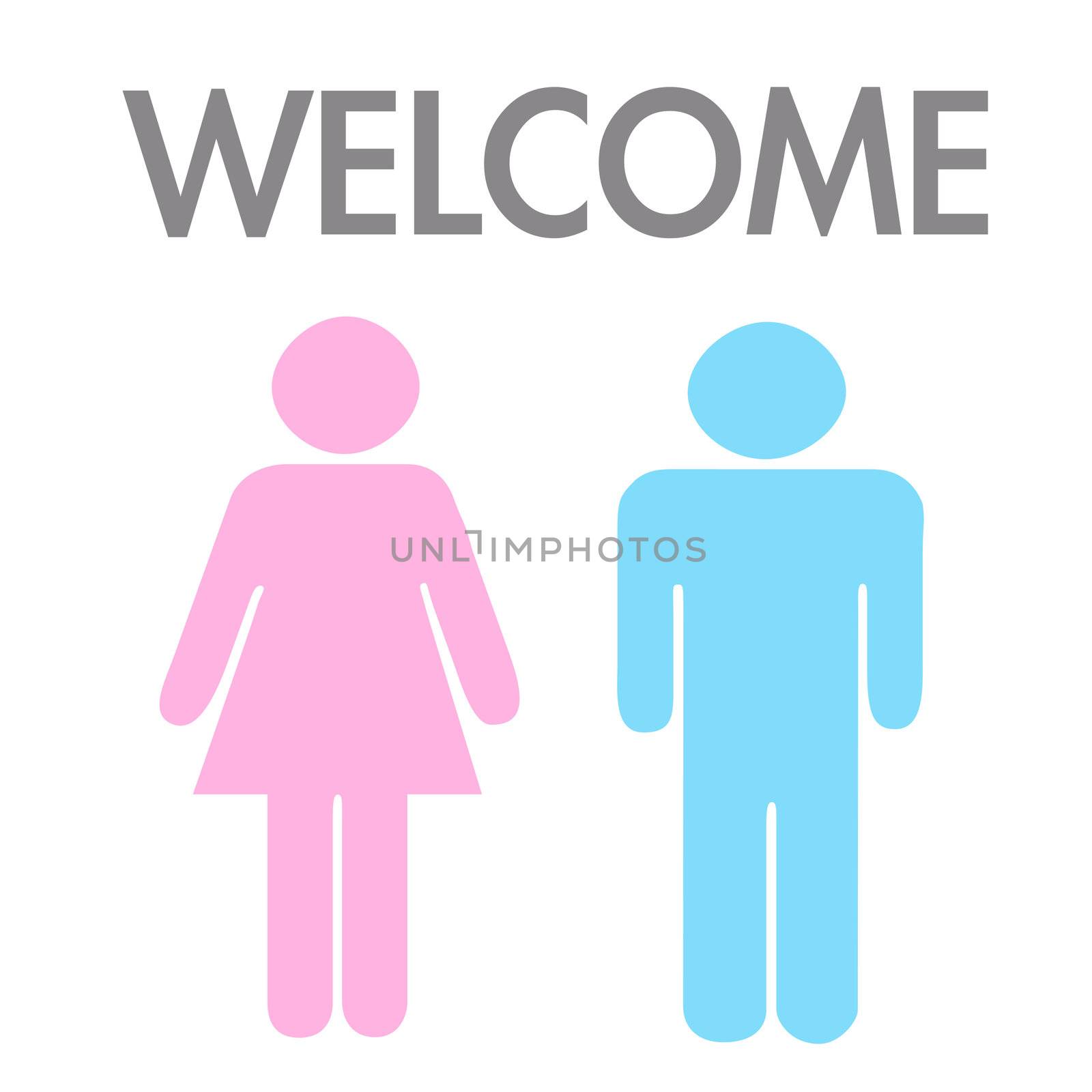 Welcome concept by man and woman, vector image. by kawing921