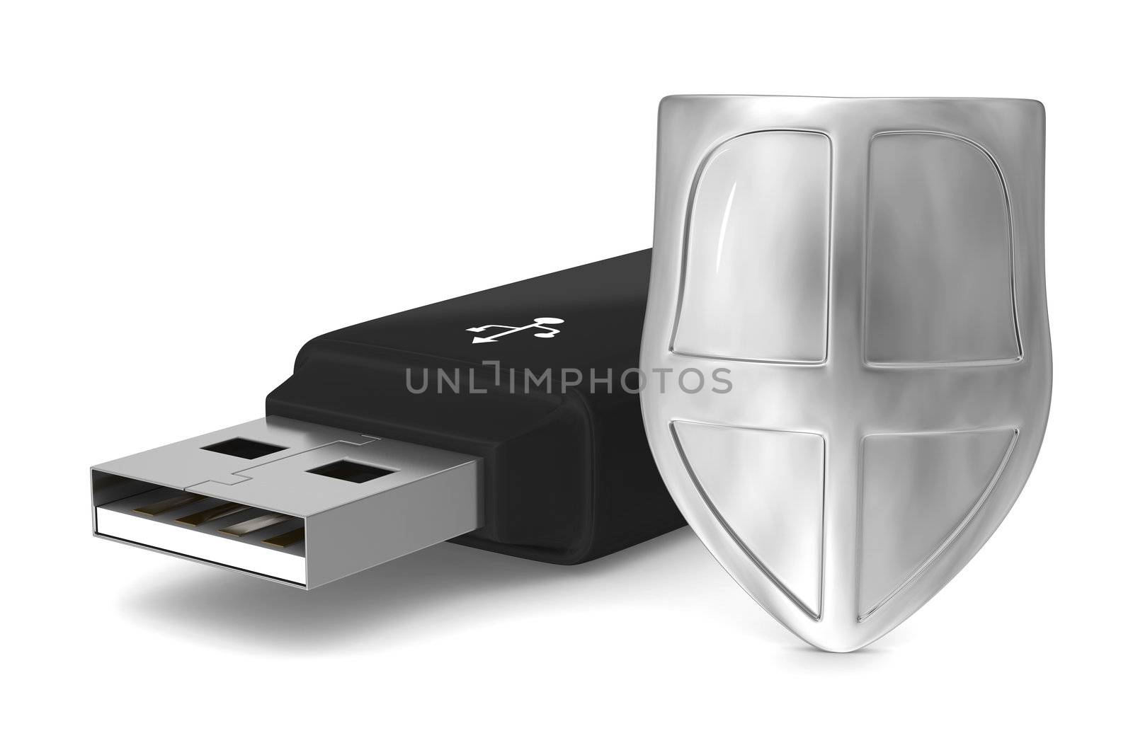 usb flash drive on white background. Isolated 3D image