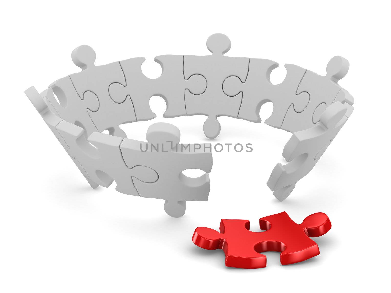 Puzzle on white background. Isolated 3D image