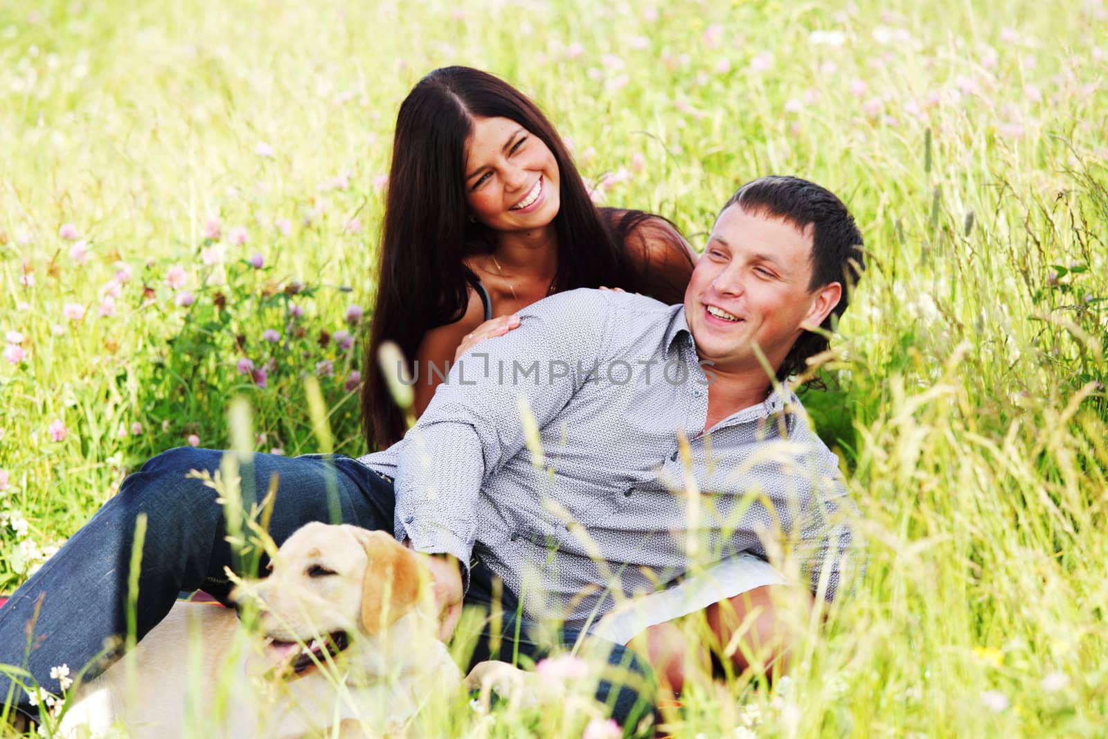 two lovers on grass field