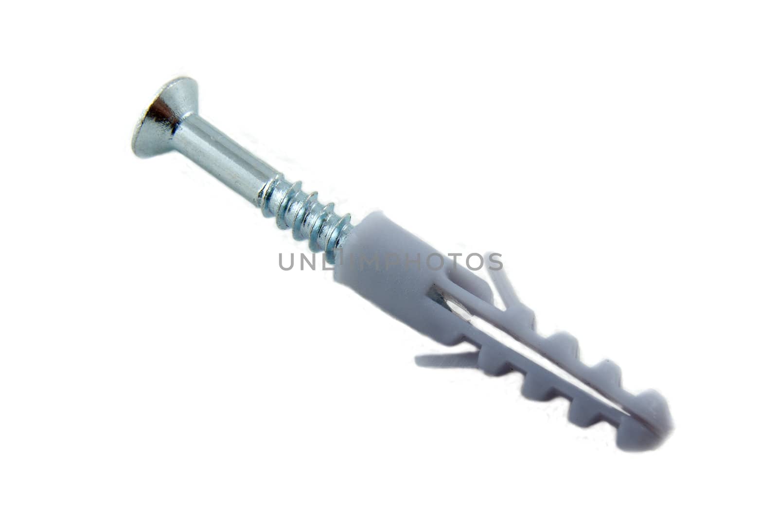 A screw and dowel isolated on white background