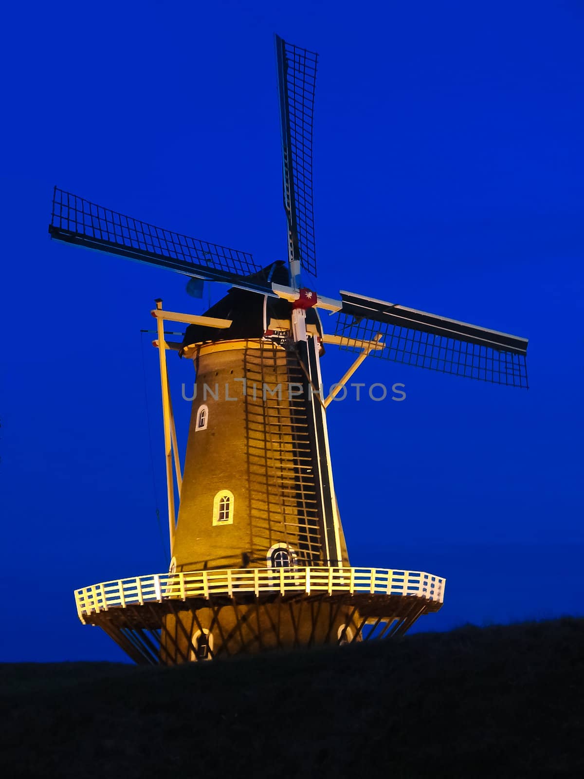 Windmill quiet at night. Holland.