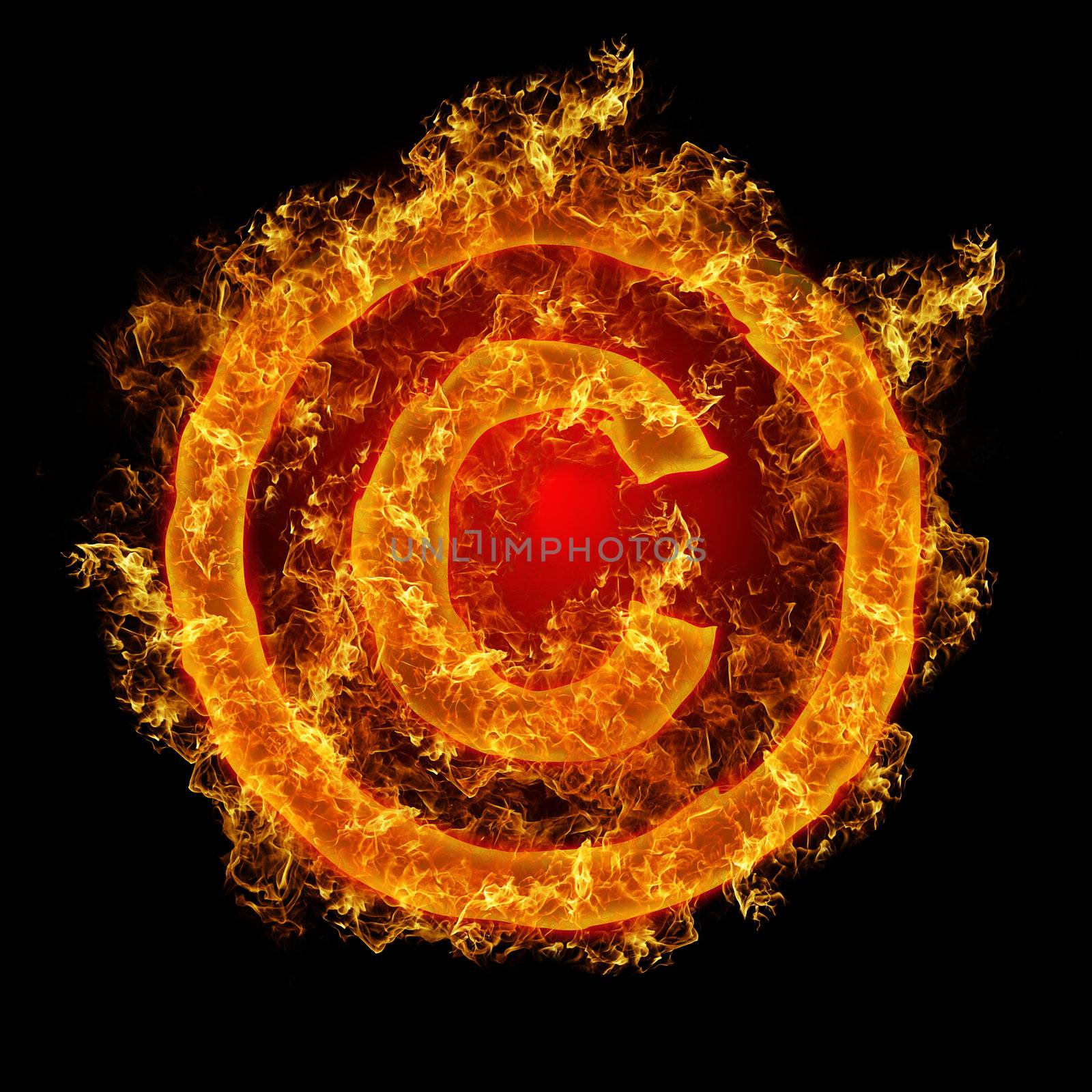 Fire sign Copyright on a black background