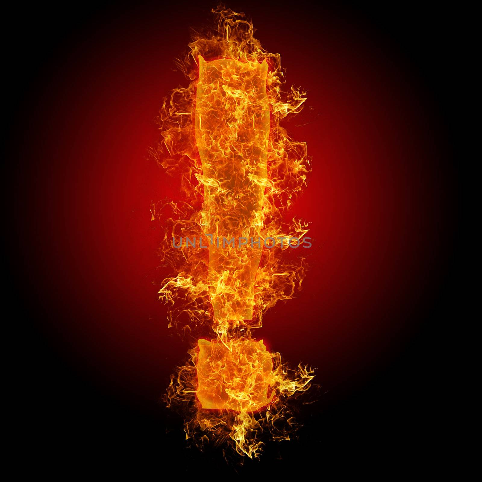 Fire sign exclamation mark on a black background