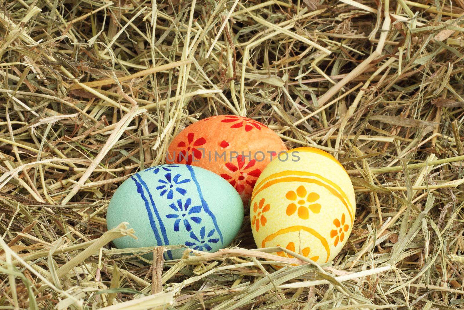 Easter eggs on hay by destillat