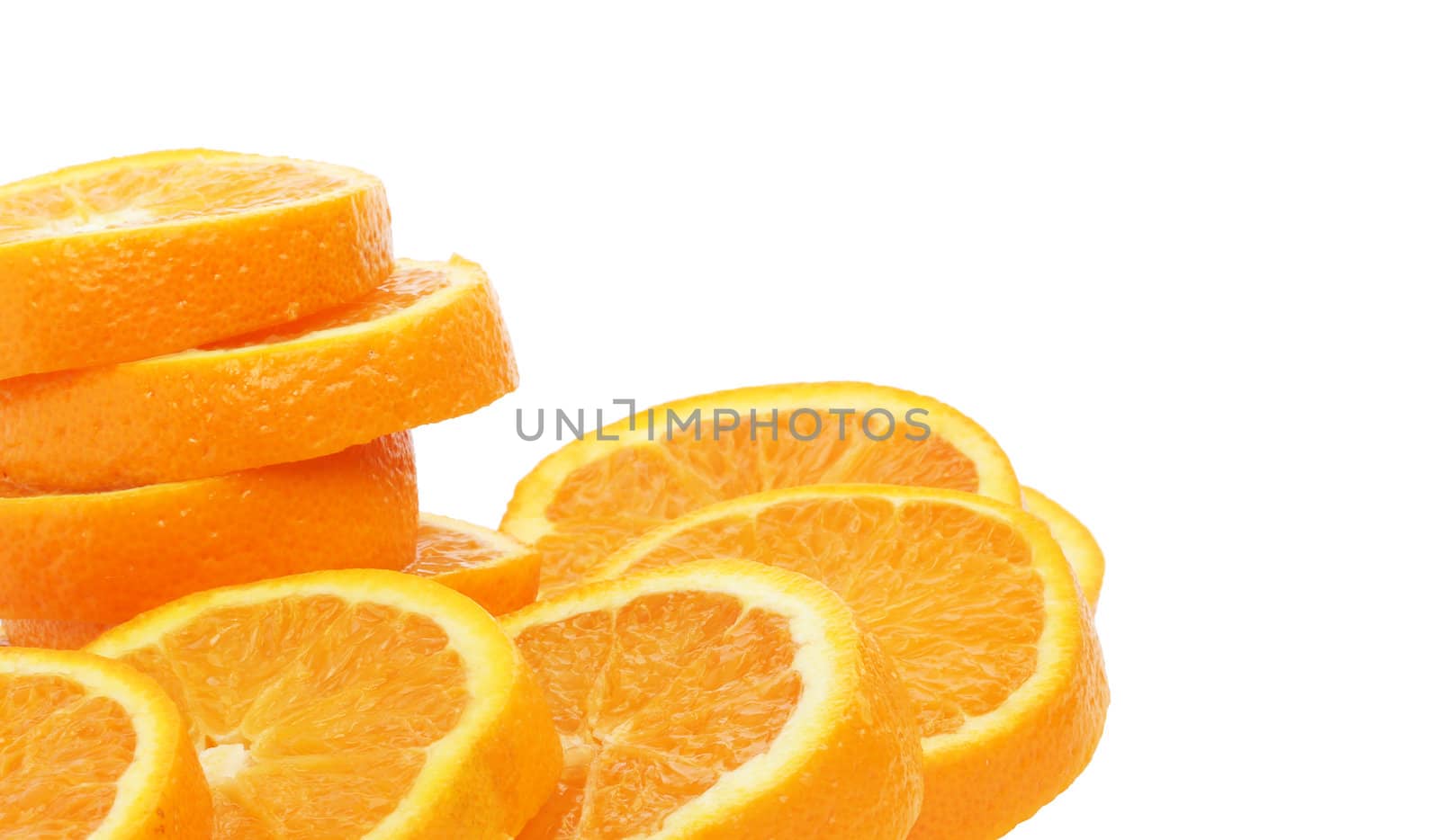 Orange slice background with corner copyspace