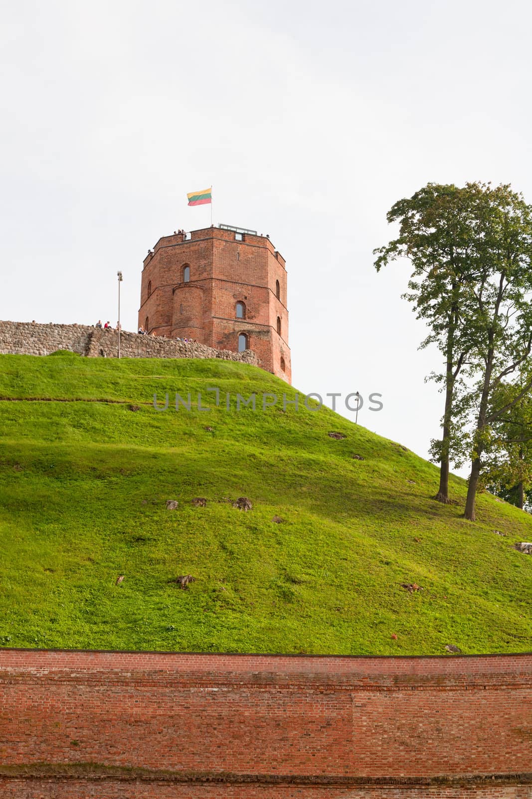 A red tower of Vilnius castle in Lithuania
