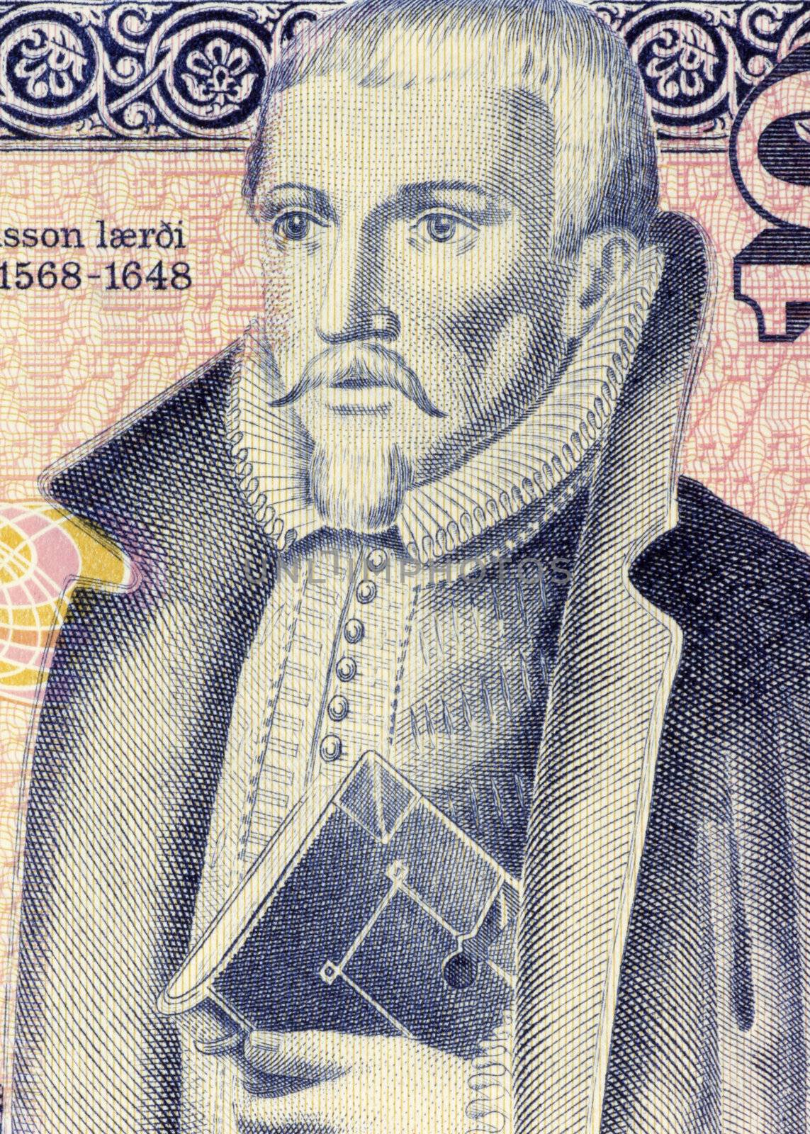 Arngrimur Jonsson the Learner (1568-1648) on 10 Kronur 1961 Banknote from Iceland. Icelandic scholar and apologist.