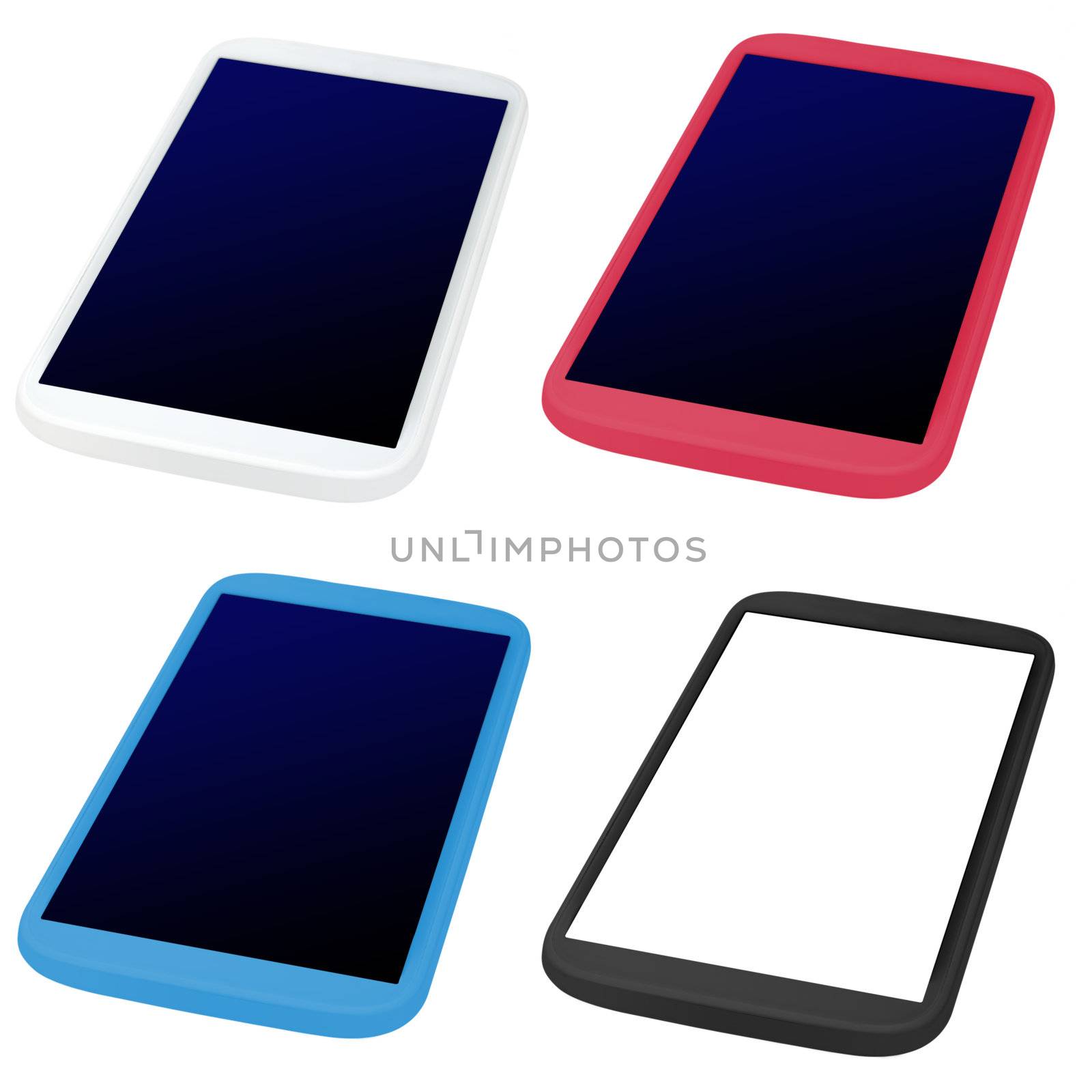 Collection of Mobile Phones - Tablets Isolated on White